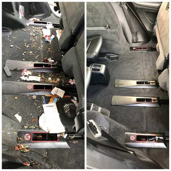 Seat track before and after cleaning